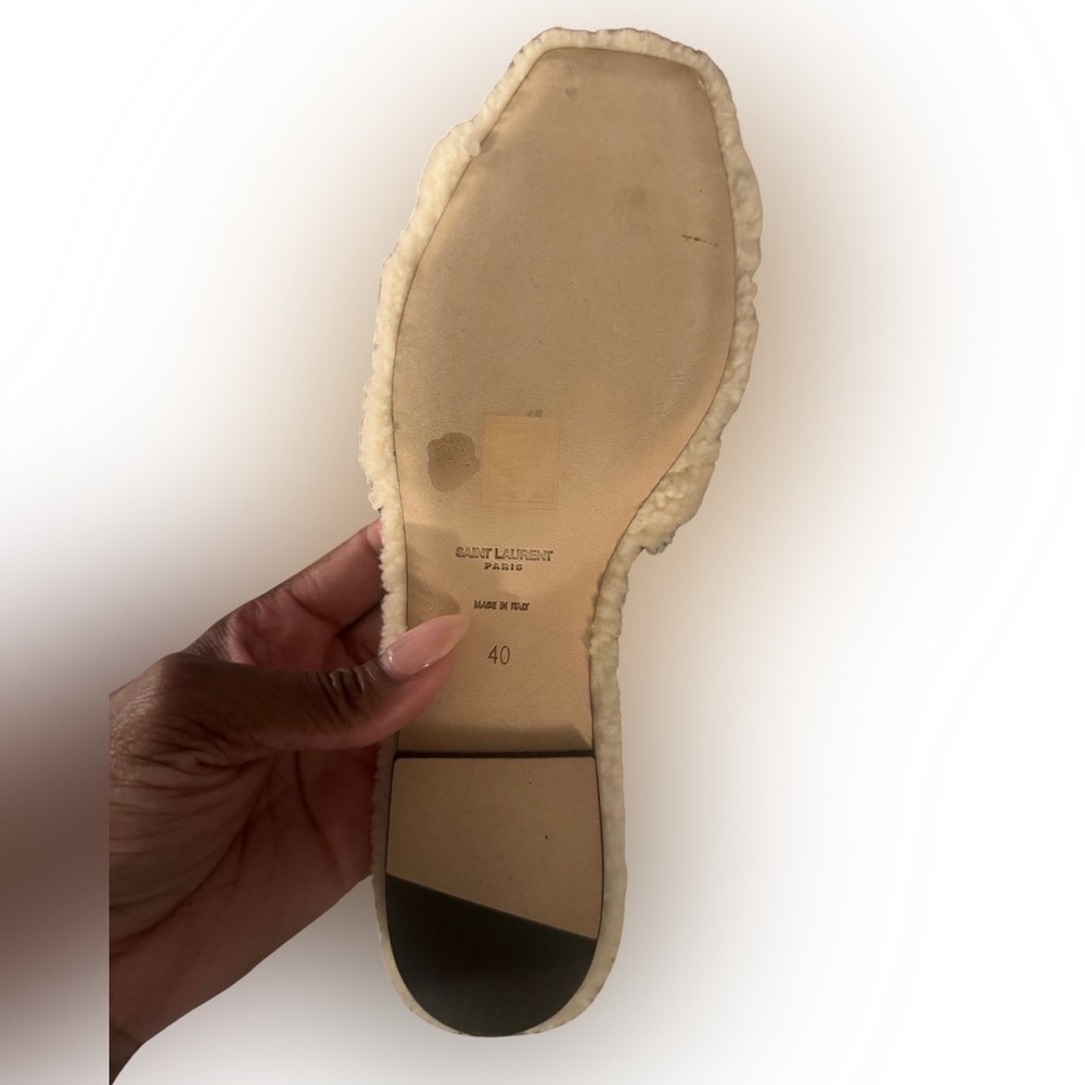 YSL Like New Tribute Shearling Flat Sandal - Picture 5 of 11